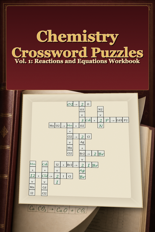 Chemistry Crossword Puzzles, Vol. 1: Reactions and Equations Workbook, vintage cover